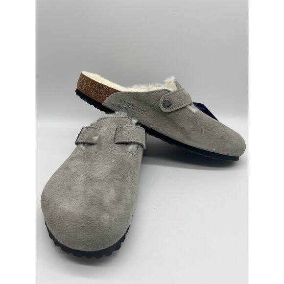 Birkenstock Boston Shearling Stone Coin Suede Leather Men's Size 9 New - Picture 5 of 16